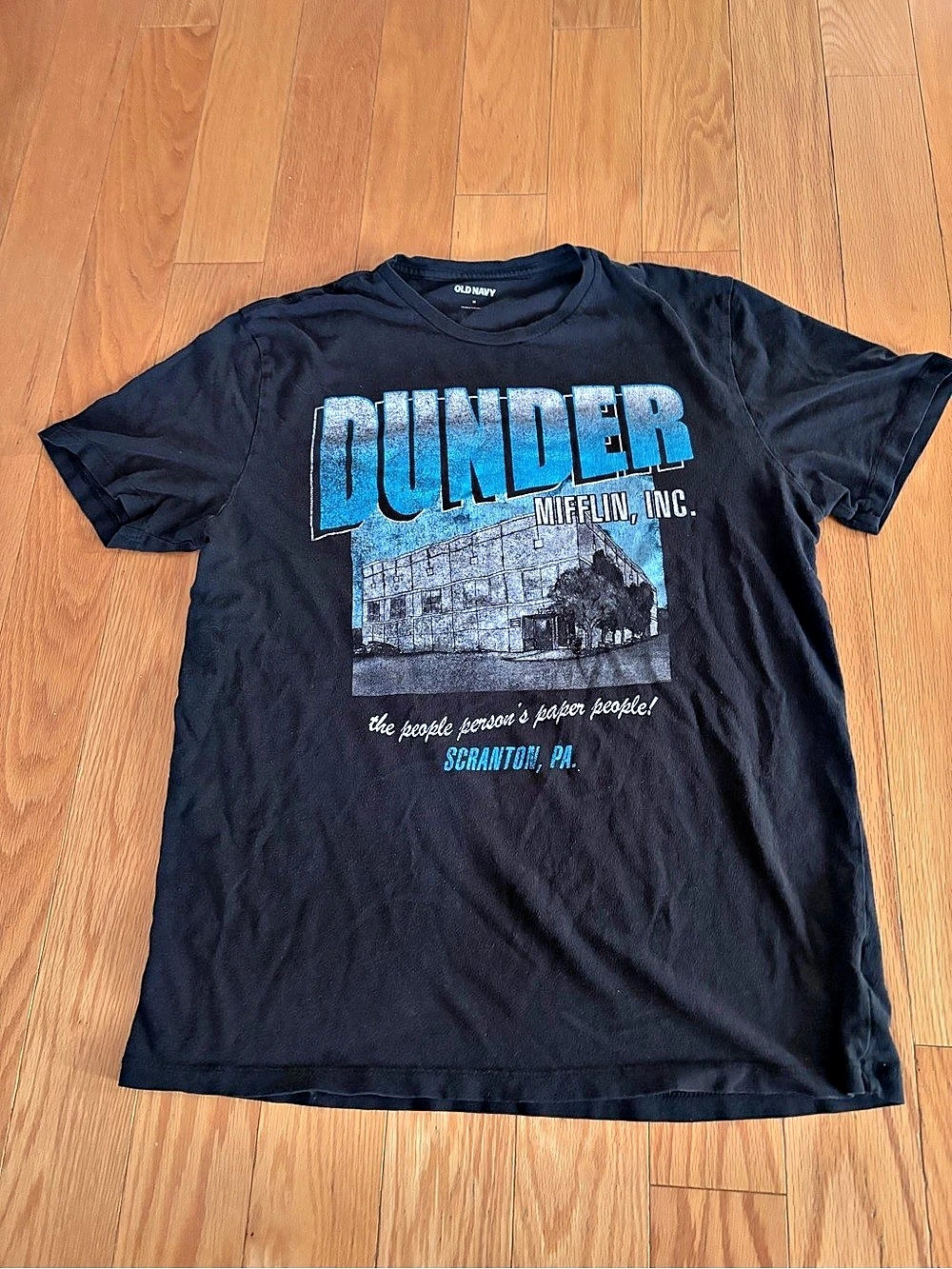 Old Navy The Office Dunder Mifflin Inc T-Shirt Black & Blue Medium